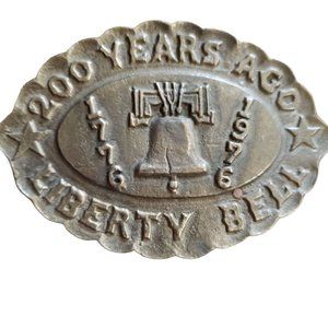Liberty Bell Bicentennial 1776-1976 200 Years Vntg Solid Brass Belt Buckle #695